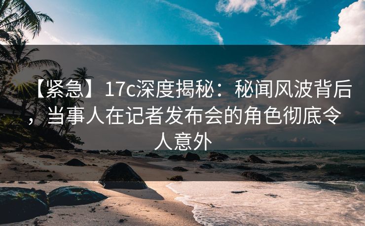 【紧急】17c深度揭秘：秘闻风波背后，当事人在记者发布会的角色彻底令人意外