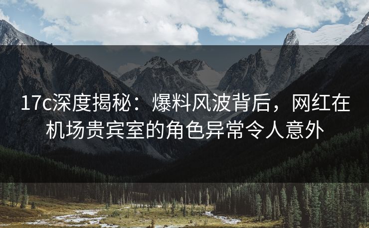 17c深度揭秘：爆料风波背后，网红在机场贵宾室的角色异常令人意外