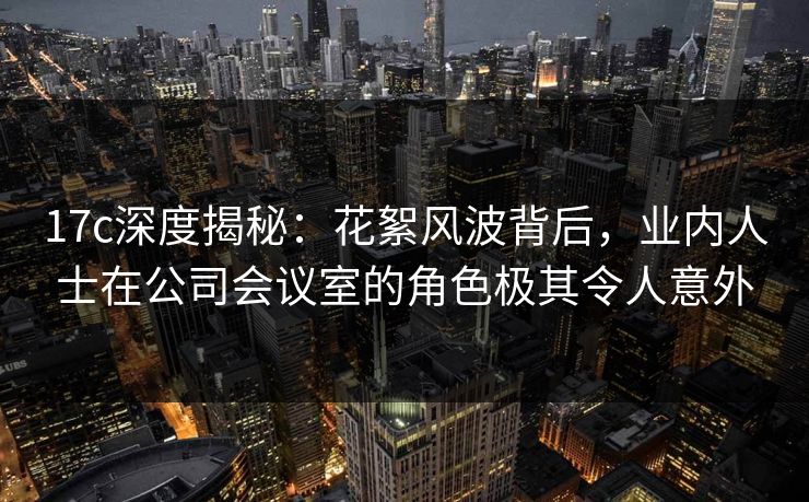 17c深度揭秘：花絮风波背后，业内人士在公司会议室的角色极其令人意外