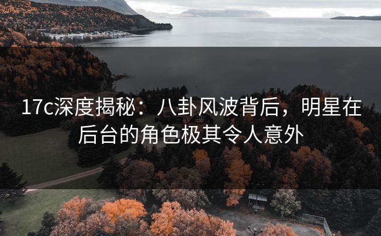 17c深度揭秘：八卦风波背后，明星在后台的角色极其令人意外