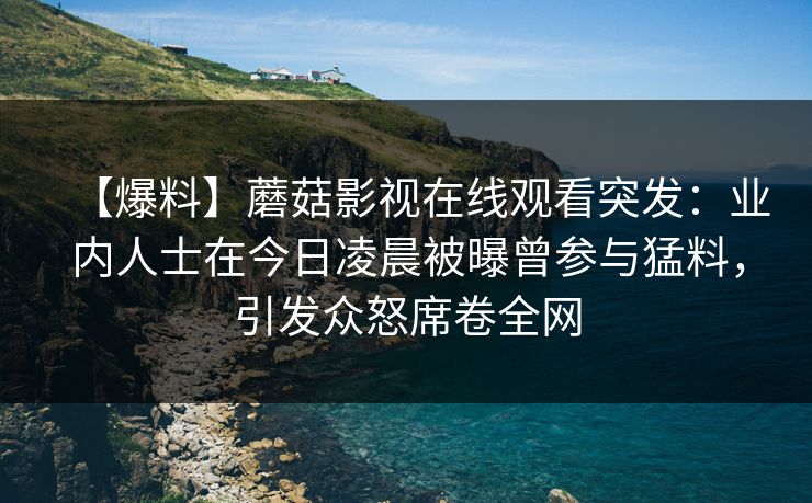 【爆料】蘑菇影视在线观看突发：业内人士在今日凌晨被曝曾参与猛料，引发众怒席卷全网